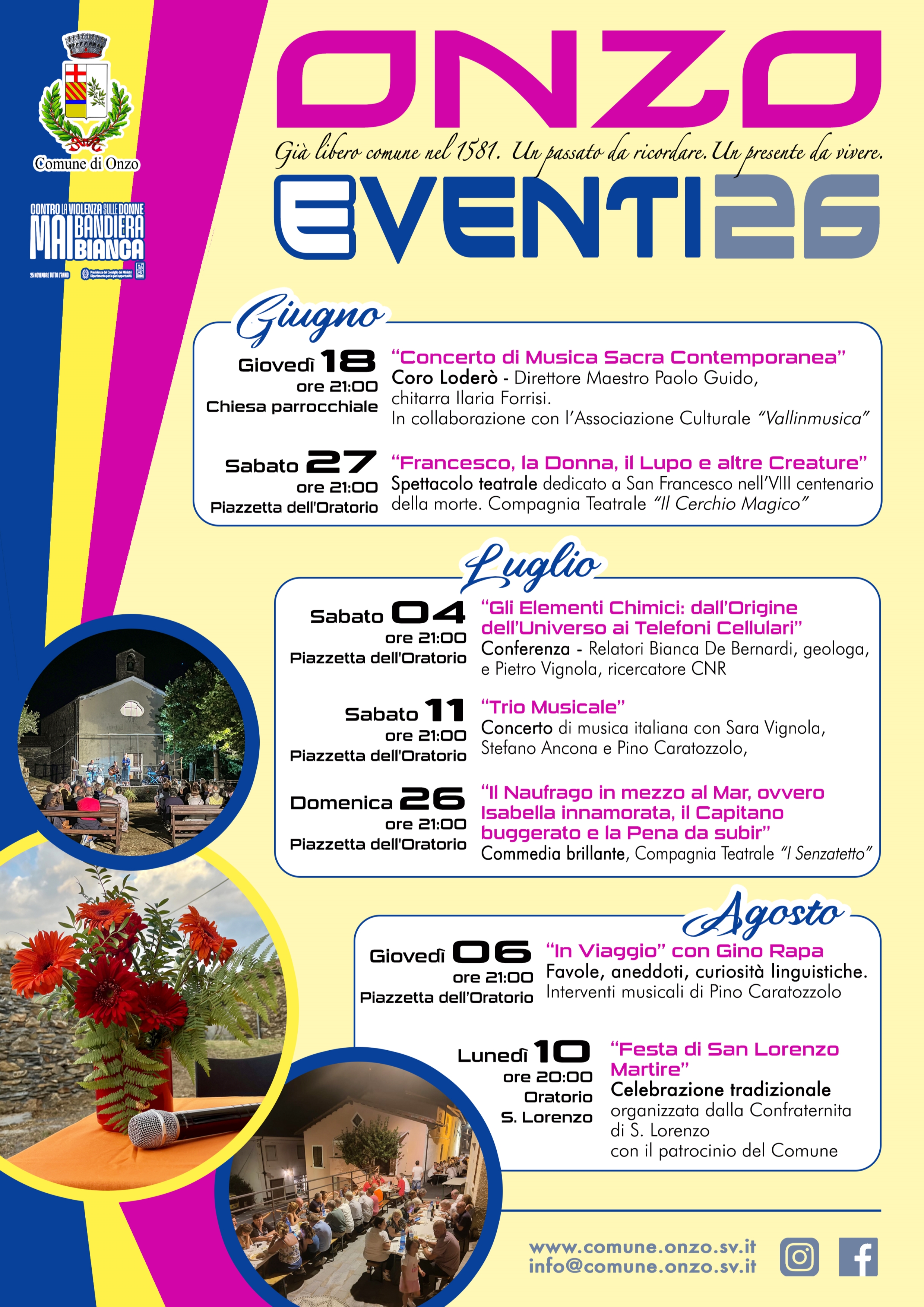 Manifestazioni estive anno 2026